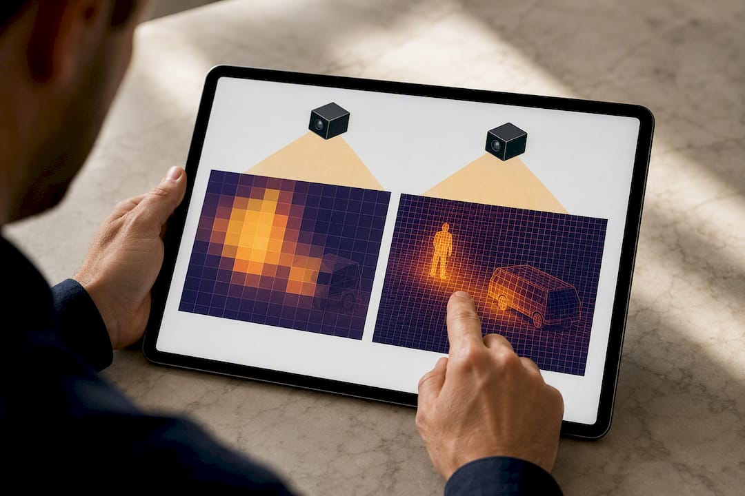 Thermal sensor pixels resolving distant targets