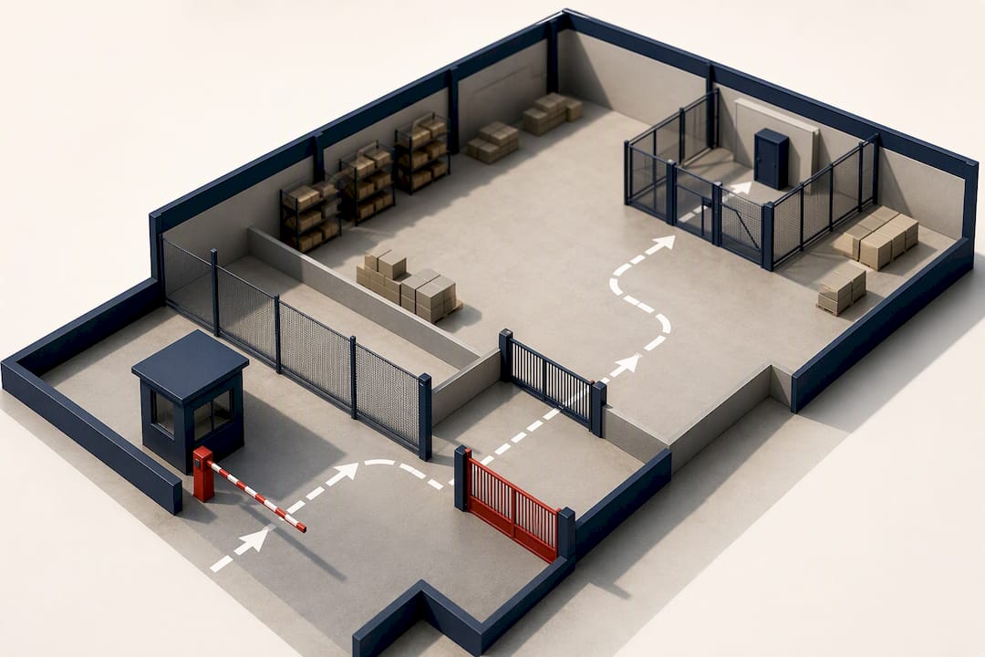Illustration of layered warehouse access zones
