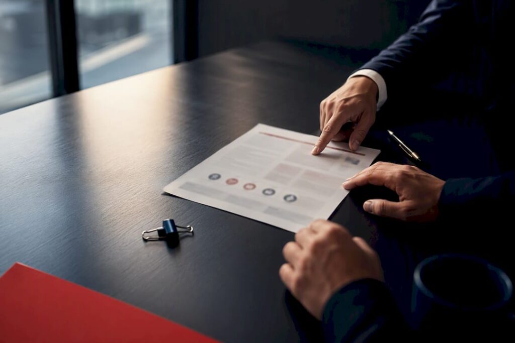 Hands reviewing a business emergency plan